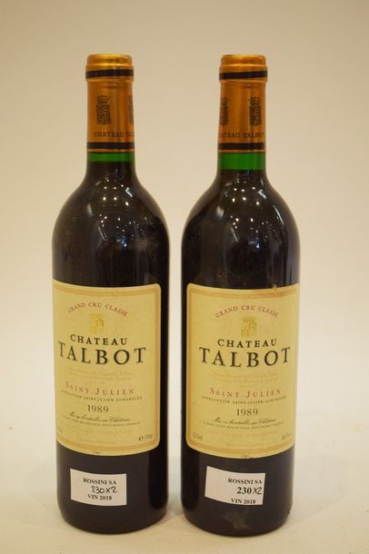 null 2 bouteilles CH. TALBOT, 4° cru Saint-Julien 1989	

