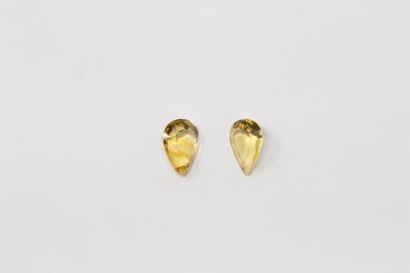 null Lot de 2 citrines piriformes sur papier. 

Poids total : env. 10.45 cts. 