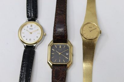 null SEIKO ensemble de trois montres bracelet de dame :

bracelet en métal doré,...