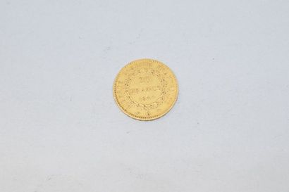null 1 pièce en or de 20 Francs au Génie, Paris, 1849.

Poids : 6.4g.