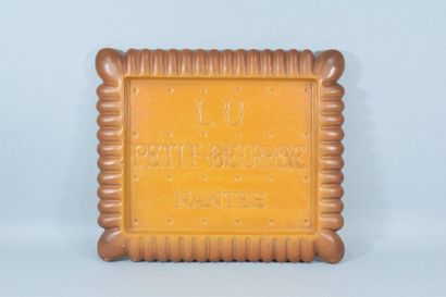 null LU advertising tray in moulded resin in the shape of small butter, marks in...