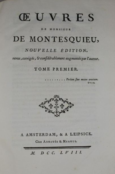 null MONTESQUIEU : Oeuvres de Monsieur de Montesquieu. Nouvelle édition, revue, corrigée,...