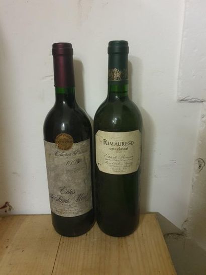 null Set of 5 bottles :1 bottle RIOJA "Reserva", 1982 (ets) ;1 bottle CÔTES DE SAINT-MONT,...