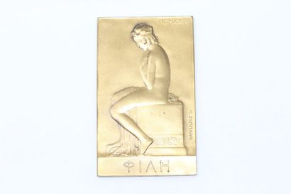 null M. DAMMANN.

Plaqué commémorative uniface en bronze à patine doré représentant...