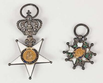 null Lot de deux médailles (croix de fidélité et légion d'honneur miniature).