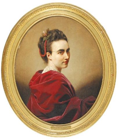 André MNISZECH Portrait de Madame Alexandre Pascal, née Berthe de Lagatinerie, 1869...