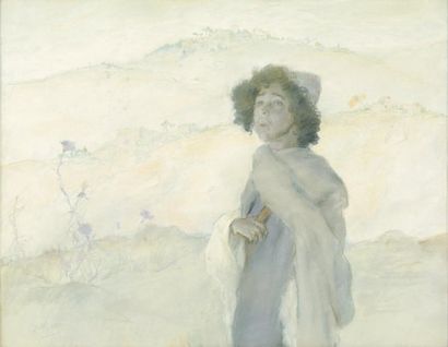 Abel Pfeffermann PANN Jeune berger Pastel, signé en bas à gauche, 48 x 62 cm.