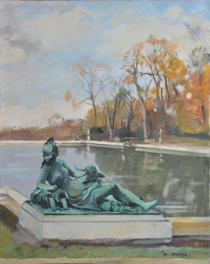 EHLINGER CHRISTIAN, NÉ EN 1931 Sculpture au bassin, Versailles le parterre d'eau...
