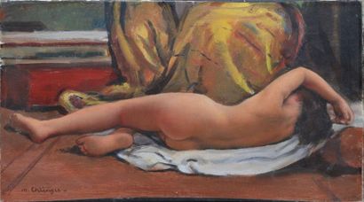 EHLINGER MAURICE, 1896-1981 Jeune nu couché de dos huile sur toile, signée en bas...