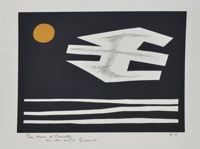 GUERRIER RAYMOND, 1920-2002 Sans titre noir et ocre sérigraphie en couleurs (traces...
