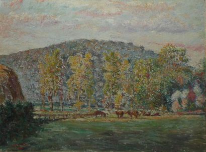 LAVAL FERNAND, 1886-1966 Troupeau dans un pré, 1922 (ou 24?) huile sur toile, signée...