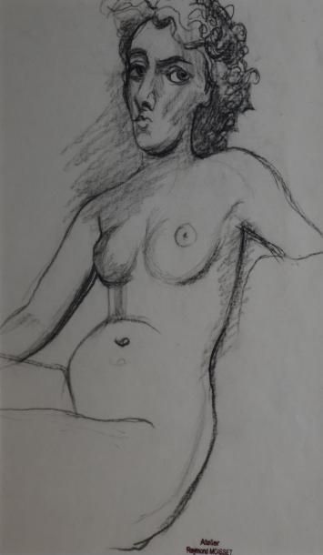 MOISSET RAYMOND, 1906-1994 Femme nue assise crayon noir, cachet d'atelier en bas...