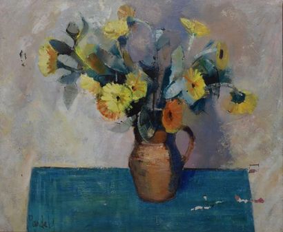 PANDEL MICHEL, 1929-1978 Bouquet à la cruche huile sur toile (soulèvements et manques),...