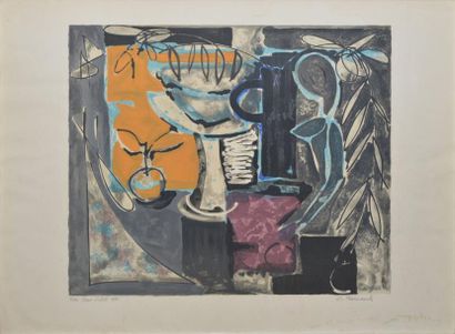 VENARD CLAUDE, 1913-1999 Composition au compotier lithographie en couleurs, E.A....