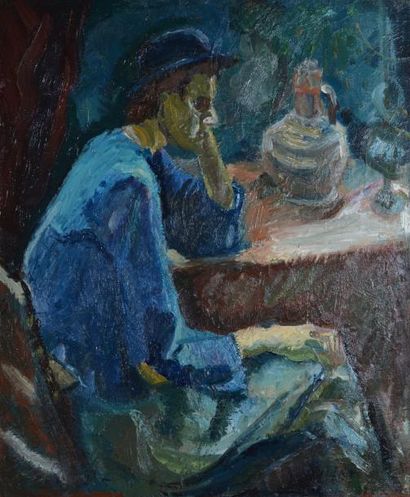 DAUCHOT GABRIEL, 1927-2005 Rêverie bleue huile sur toile, signée en bas à droite,...