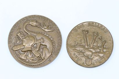 null Ensemble de deux médailles en bronze de la Monnaie de Paris sur le thème militaire....