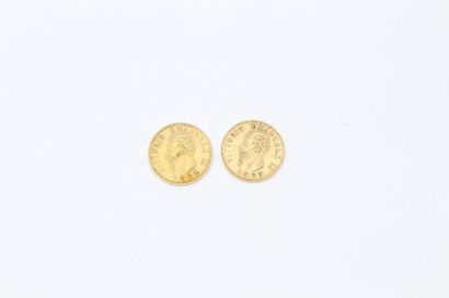 null ITALIE - Deux pièces en or de 10 lires Victor-Emmanuel II 1863

Poids : 6.40...