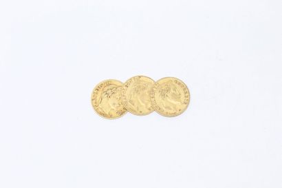 null Ensemble de trois pièces en or de 10 francs Napoléon III tête laurée, atelier...