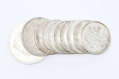 null Lot de pièces en argent composé de :

1pièce de 50 Fcs Hercule 1974, 1 pièce...