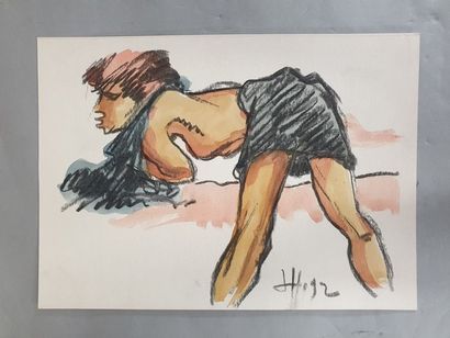 null COPPE Roger (1928) 

Femme penchée, 92, aquarelle et crayon gras, signé et daté...