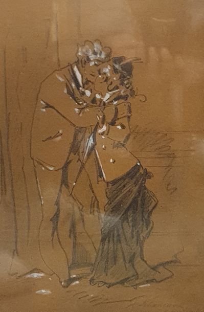 null GRÉVIN Alfred (1827-1892)

Couple

dessin au crayon avec rehauts de blanc 

Signé...