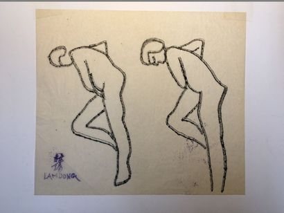 null LAM-DONG (1920-1987) 

Nus féminins,

Trois dessins à l'encre brune ou noire,...