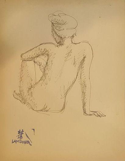 null LAM-DONG (1920-1987) 
 
Female nudes from back and profile on paper.

Artist's...