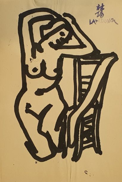 null LAM-DONG (1920-1987) 

Nus féminins, 

deux dessins au feutre sur papier et...