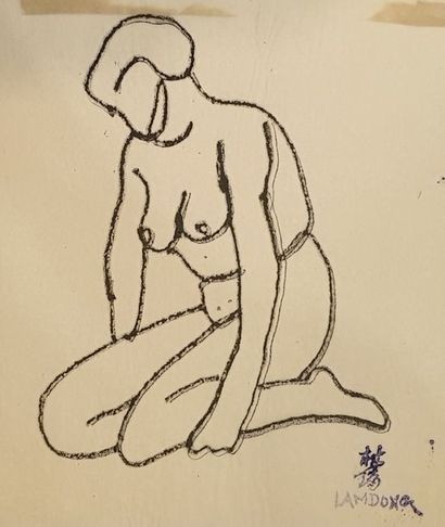 null LAM-DONG (1920-1987) 

Nus féminins, 

deux dessins au feutre sur papier et...
