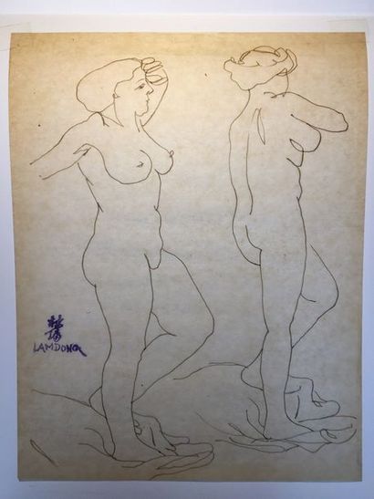 null LAM-DONG, 1920-1987

Female nudes and swimmers

Two drawings in brown or black...