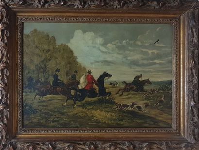 null BOUILLARD, XXe siècle, d'après DE CLERMONT,

Scène de chasse à courre, 1889,

huile...