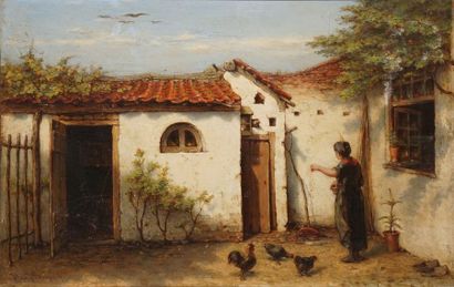 null BURGERS Hendricus Jacobus, 1834-1899

Peasant girl in the farmyard

oil on panel...