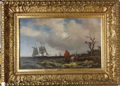 null STOCK Henri Charles, in the taste of

Sailboats near a coast,

oil on canvas...