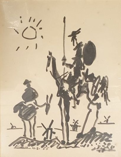 null PICASSO Pablo, d'après,

Don Quichotte, 11.8.55,

impression lithographique...