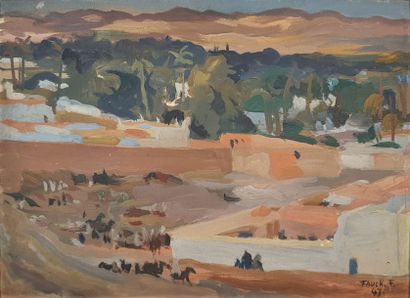 FAUCK François FAUCK François, XXe siècle,

Oasis en Afrique du Nord, 1947,

peinture...