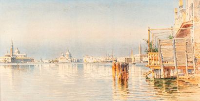 GIALLINA Angelos GIALLINA Angelos, 1857-1939,

Vue de la lagune, Venise,

aquarelle,...