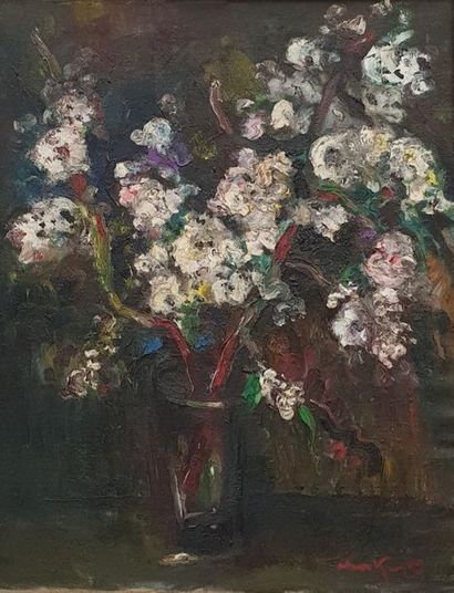 KRUYSEN Antoon KRUYSEN Antoon, 1898-1977, 
Branches fleuries, 
huile sur toile, signée...