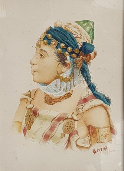 LARTIGAU Louis LARTIGAU Louis, XIXe-XXe siècle, 
Jeune algérienne de profil, 1899,...