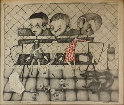 MACIEJ Robert MACIEJ Robert, XXe siècle,

Enfants sur un banc,

gravure en noir rehaussée...