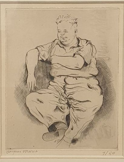 MARET Jacques MARET Jacques, 1900-1980,

Homme assis,

eau-forte en noir, n°9/50...