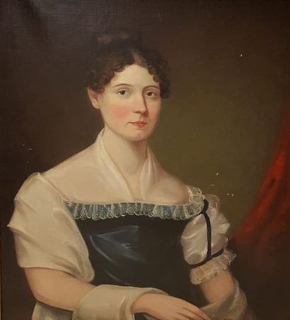 ECOLE XIXeme siècle 
Portrait de femme 
Huile...