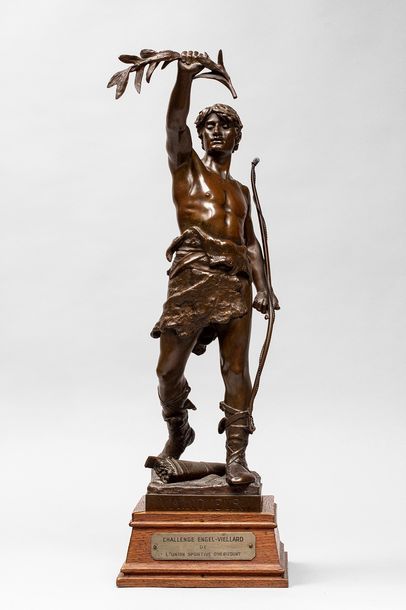 MARIOTON Eugène MARIOTON Eugène, 1854-1933 
Le vainqueur 
bronze à patine médaille...