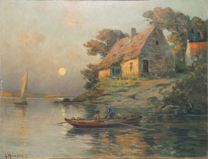 MARONIEZ Georges MARONIEZ Georges, 1865-1933 
Pêcheurs en barque au clair de lune...