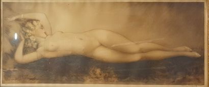 ICART Louis 
ICART Louis (1888-1950)


Femme nue allongée,


eau-forte, signée en...