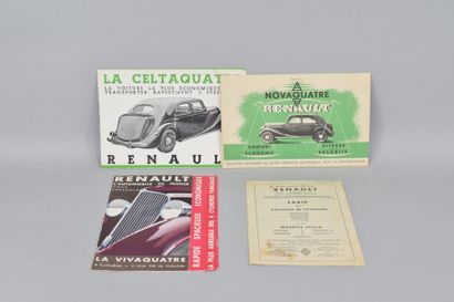 null RENAULT lot de quatre documents commerciaux années 30 :

Dépliant la Celtaquatre...
