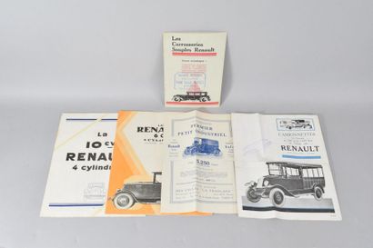 null RENAULT lot de cinq documents commerciaux années 20 :

Dépliant La 10 cv Renault...