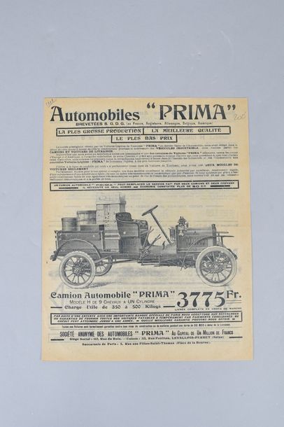 null PRIMA

Rare prospectus de 1907, automobiles Prima, Levallois-Perret, 4 p. papier...