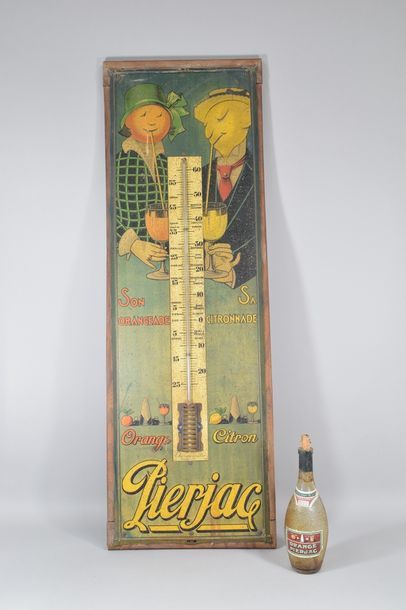 null PIERJAC. Lithographed sheet metal forming a thermometer for Pierjac orangeade...