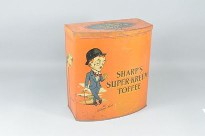 null SHARP'S SUPER-KREEM TOFFEE large lithographed sheet metal box with Sir Kreemy...