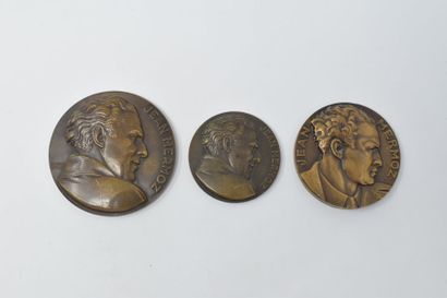 null MERMOZ Jean (1901-1936)

3 médailles en bronze 

Avers : buste de profil droit....
